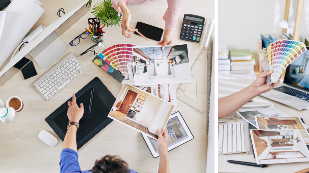 A mood board displaying various brand identity elements.