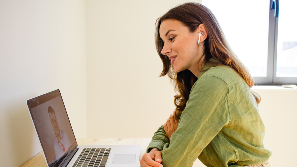 A host conducting a follow-up interview with a client to gather feedback.