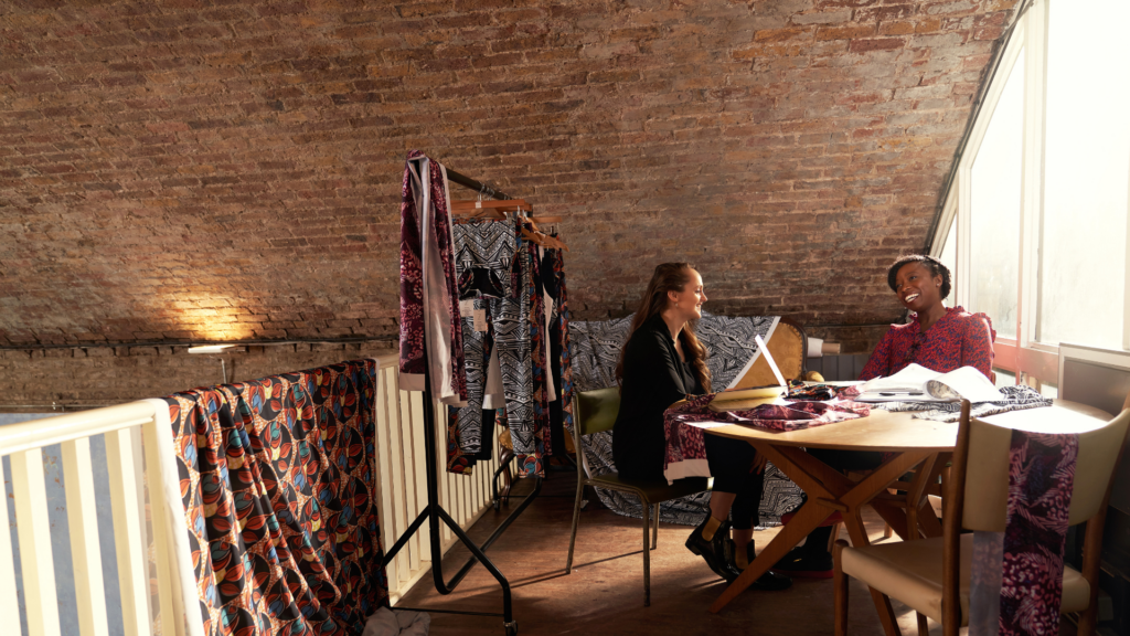  A relaxation area with comfortable seating and calming decor at a shoot location.
